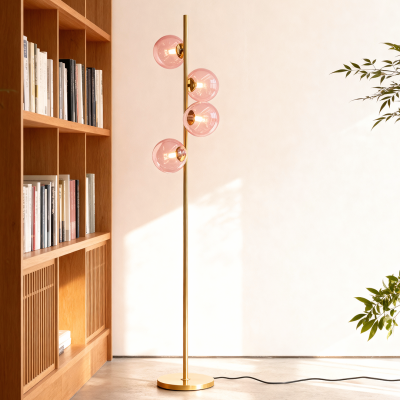 Lampadar roz design, Remo, con întrerupător