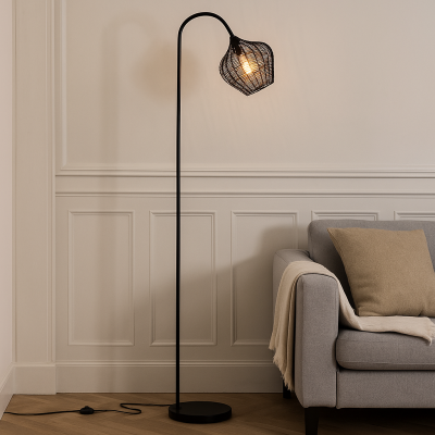 Lampadar negru industrial, Pepita, con întrerupător