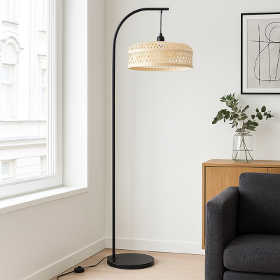 Lampadar maro rustic, Jennifer, con întrerupător