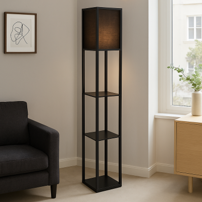 Lampadar negru modern, Izabel, con întrerupător