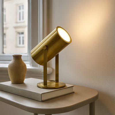 Lampă de masă reîncărcabilă alamă modernă, Elko, 2W, LED 3000K, con întrerupător
