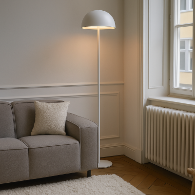 Lampadar alb retro, Douwe, 4W, LED dim to warm, cu întrerupător tactil