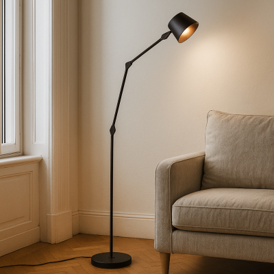 Lampadar negru modern, Rinke, con întrerupător