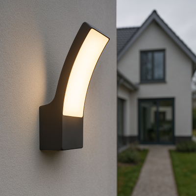 Lampă exterior neagră modernă, Manel, 12W, LED 3000K, IP44