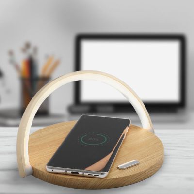 Lampă de masă dim lemn din plastic, Erhan, 2W, LED 3000K, con întrerupător