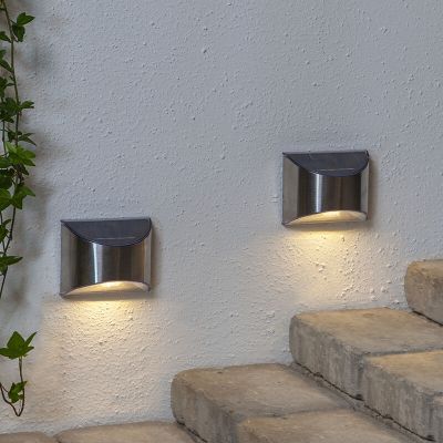 Aplică solară exterior argintie din aluminiu, Amier, 0,2W, LED 3000K, IP44