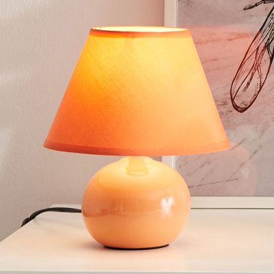 Lampă de masă din ceramică portocalie, Pilar, con întrerupător