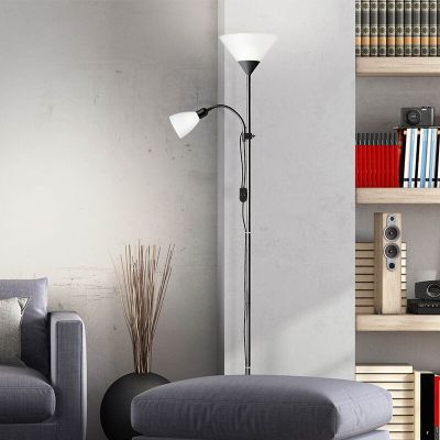 Lampă de citit neagră din aluminiu, Josephina, con întrerupător