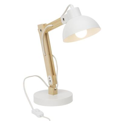 Lampă de birou albă modernă, Allegra, con întrerupător