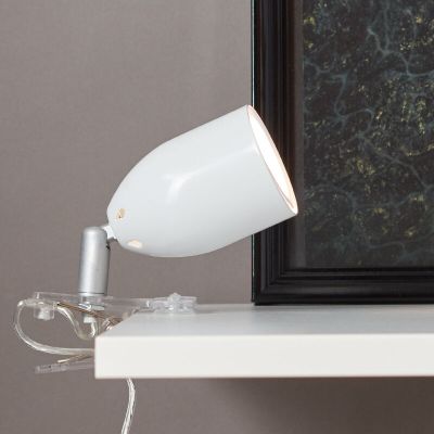 Spot cu clemă alb din plastic, Keke, con întrerupător