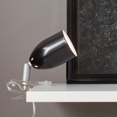 Spot cu clemă negru din plastic, Keke, con întrerupător