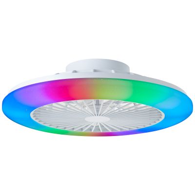 Ventilator de tavan modern, alb, Sofieke, 40W, LED RGBW, cu telecomandă