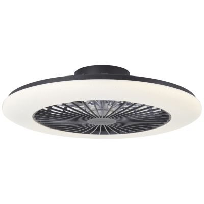 Ventilator de tavan modern, Salerno, negru, 48W, LED RGBW, cu telecomandă