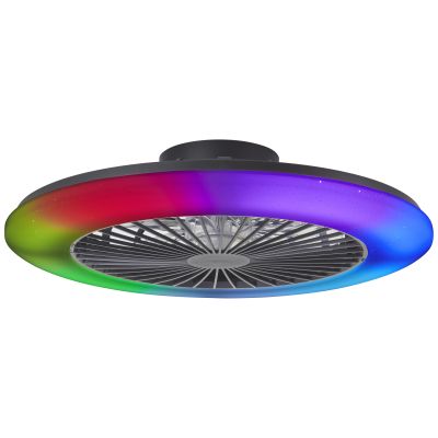 Ventilator de tavan modern, Sofieke, negru, 48W, LED RGBW, cu telecomandă