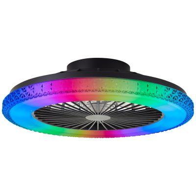 Ventilator de tavan modern, Baki, negru, 40W, LED RGBW, cu telecomandă