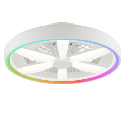 Ventilator de tavan alb din plastic, Roos, 48W, LED RGBW, con telecomando
