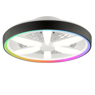 Ventilator de tavan negru din plastic, Roos, 48W, LED RGBW, con telecomando