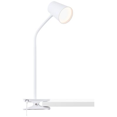 Lampă cu clemă albă din plastic, Musab, 7W, LED 3000K, dimmabil în 3 trepte