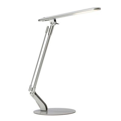 Lampă de birou argintie din metal, Larah, 6W, LED 4000K, con întrerupător