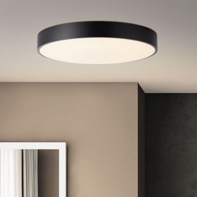 Lampă de tavan neagră modernă, Asude, 60W, LED reglabil de la alb cald la alb rece, con telecomando