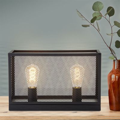 Lampă de masă neagră industrială, Esperanza, con întrerupător