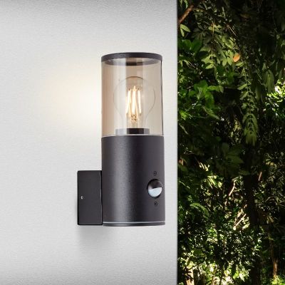 Aplică exterior cu senzor de mișcare neagră modernă, Sherwin, IP44