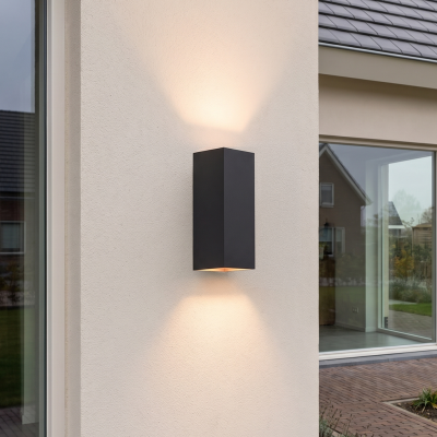 Aplică de perete up down neagră din aluminiu, Dion, 8W, LED 3000K, IP54
