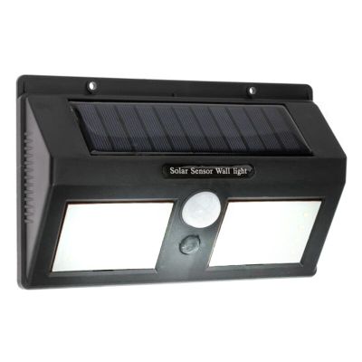 Aplică solară exterior neagră din plastic, Albert, 8W, LED 6000K, IP65