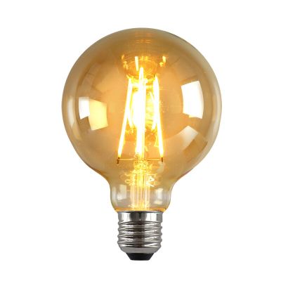 Lampă LED E27 Olucia cu intensitate reglabilă, G95, 6W, sticlă chihlimbar, 2200k
