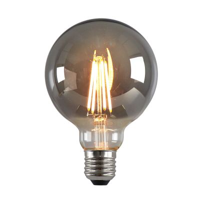 Lampă LED E27 Olucia cu intensitate reglabilă, G95, 5W, sticlă fumurie, 2200k