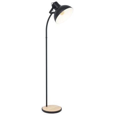 Lampadar negru din lemn, Elmira, con întrerupător
