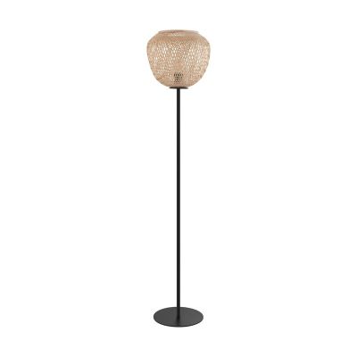 Lampadar negru din lemn, Nicole, con întrerupător