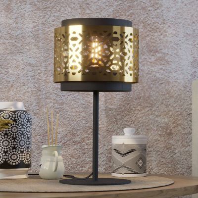 Lampă de masă alamă din oțel, Quincy, con întrerupător