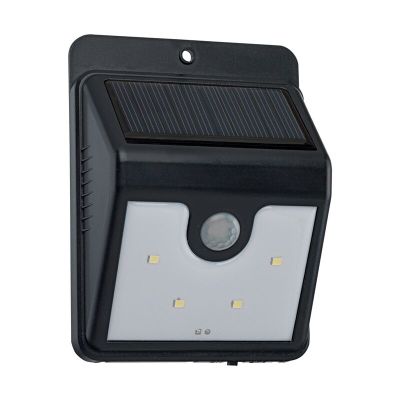 Aplică solară exterior neagră din plastic, Zora, 1W, LED 6000K, IP44