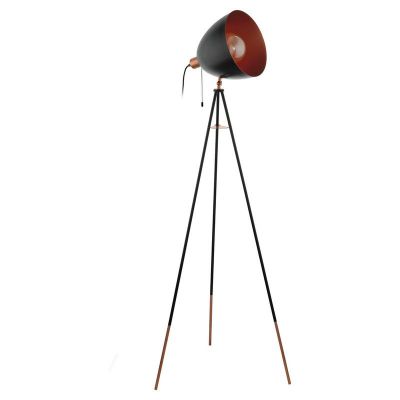 Lampadar trepied cupru din metal, Maick, cu întrerupător cu șnur