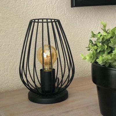Lampă de masă neagră din metal, Kitana, con întrerupător