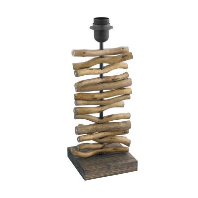 Lampă de masă neagră din lemn, Agneta, con întrerupător