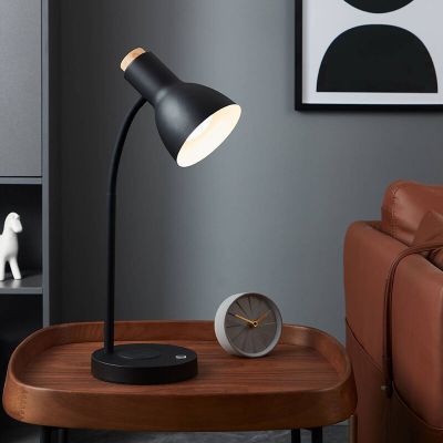 Lampă de masă neagră din aluminiu, Serena, 5,5W, LED 3000K, cu întrerupător tactil