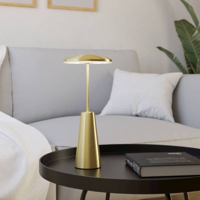 Lampă de masă aurie din oțel, Ishika, 2,8W, LED white switch, IP54, cu întrerupător tactil