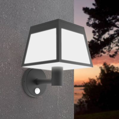 Aplică solară exterior neagră din plastic, Imelda, 7,5W, LED 3000K, IP65