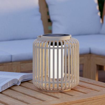 Lampă de masă exterior solară maro din lemn, Hanin, 3,3W, LED 4000K, IP44, con întrerupător