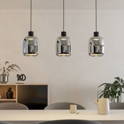 Lustră smart neagră din sticlă, Tamika, 3,7W, LED RGBW