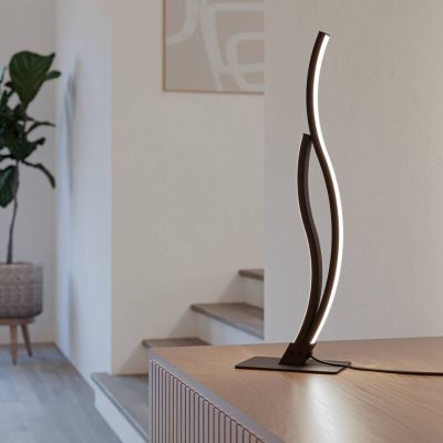 Lampă de masă neagră din oțel, Tevin, 12W, LED 4000K, con întrerupător