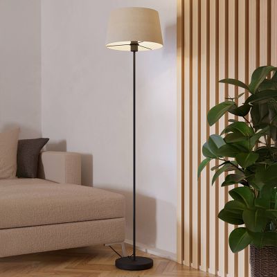 Lampadar negru din textil, Siham, con întrerupător