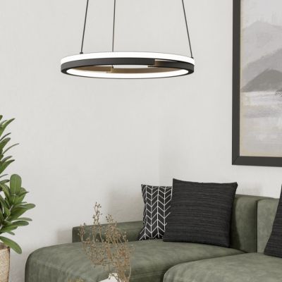 Lustră neagră din plastic, Madhvi, 20W, LED reglabil de la alb cald la alb rece, con telecomando