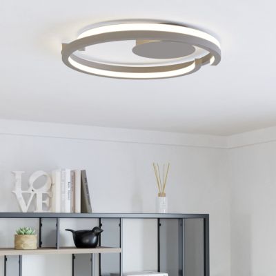 Lampă de tavan maro din plastic, Madhvi, 20W, LED reglabil de la alb cald la alb rece, con telecomando