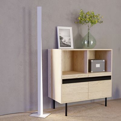 Lampadar alb din plastic, Birkan, 10,5W, LED RGBW, con telecomando