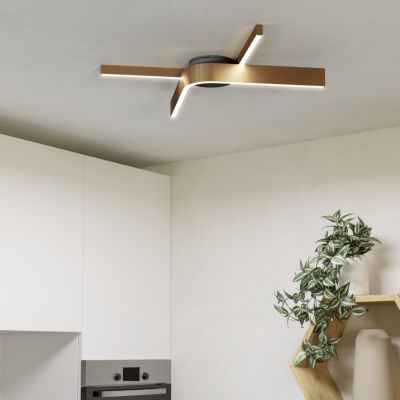Plafonieră smart bronz din plastic, Frauke, 18W, LED RGBW, con telecomando