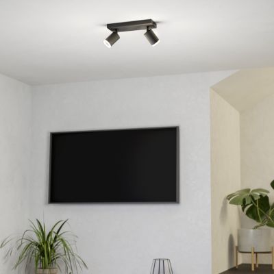 Plafonieră smart neagră din aluminiu, Mayke, 3,7W, LED RGBW