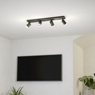 Plafonieră smart neagră din aluminiu, Mayke, 3,7W, LED RGBW